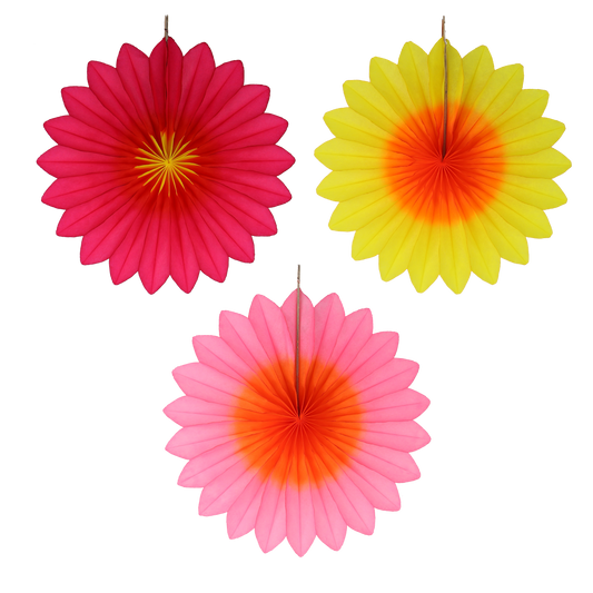 Flower Fan 15cm Sunset, Set of 3